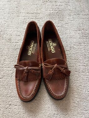Sebago Brown Leather Kiltie Tassel Loafers